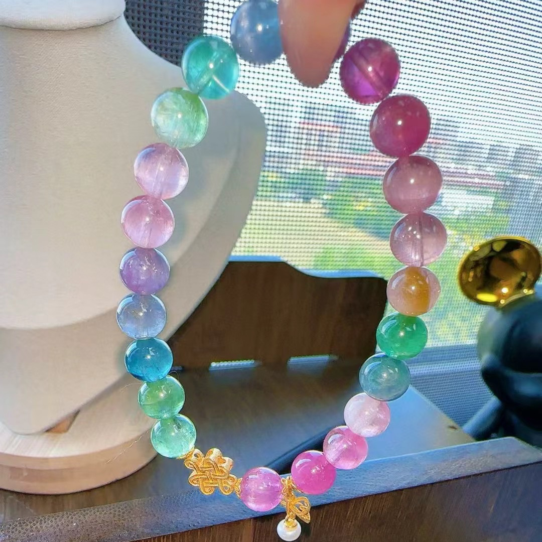 魅晶天然水晶晶体通透荧光猫眼碧玺手链