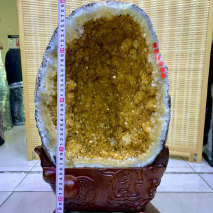 魅晶天然水晶晶体通透巴西原矿黄水晶洞炮筒摆件