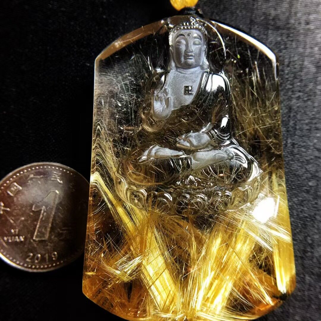 魅晶天然水晶晶体通透金发晶生肖羊猴守护神本命佛吊坠