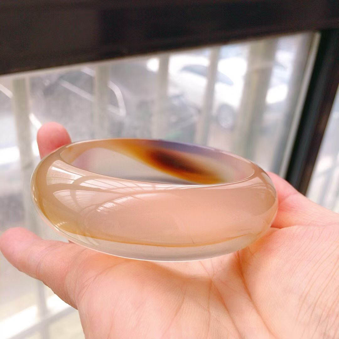 魅晶天然玉髓高冰草花手镯