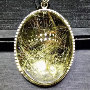 魅晶天然水晶晶体通透银发晶树形顺发晶大蛋面吊坠