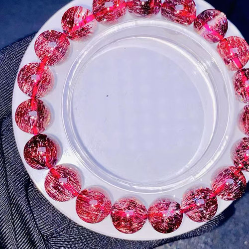 魅晶天然水晶红超七顺发手链