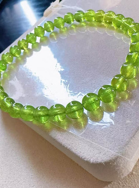 魅晶天然水晶晶体通透荧光绿碧玺手链