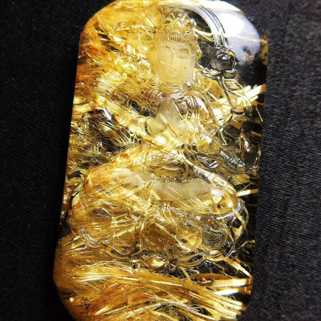 魅晶天然水晶晶体通透金发晶生肖鼠守护神本命佛平安牌吊坠