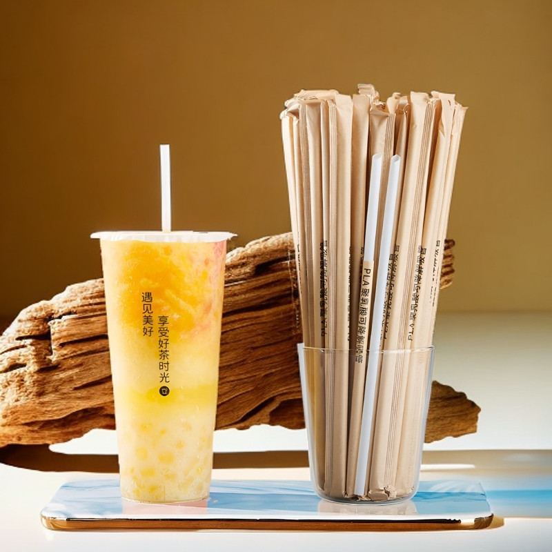 500支一次性环保PLA可降解吸管19/23/25cm奶茶果汁饮料尖头细吸管