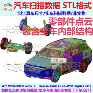 现代 圣达菲/新胜达 Santa Fe AWD 2019款零部件拆解扫描数据模型