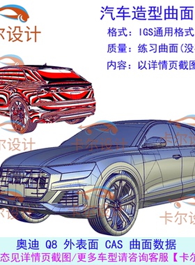 奥迪 Q8 外表面 CAS曲面数据 汽车造型曲面设计数据 IGS/ALIAS