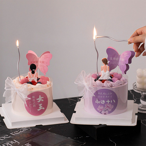 38女神节蛋糕装饰摆件三八妇女节女王背影女神妈妈节日蝴蝶插件