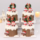 2025圣诞节树桩蛋糕装 饰圣诞老人雪人摆件草圈圣诞快乐路牌插件