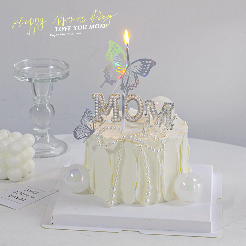 2025网红母亲节蛋糕装饰摆件银色钻石皇冠MOM珍珠蝴蝶结装扮插件,节庆用品/礼品,节日装扮用品,淘宝优惠券,粉丝福利购,淘宝优惠卷