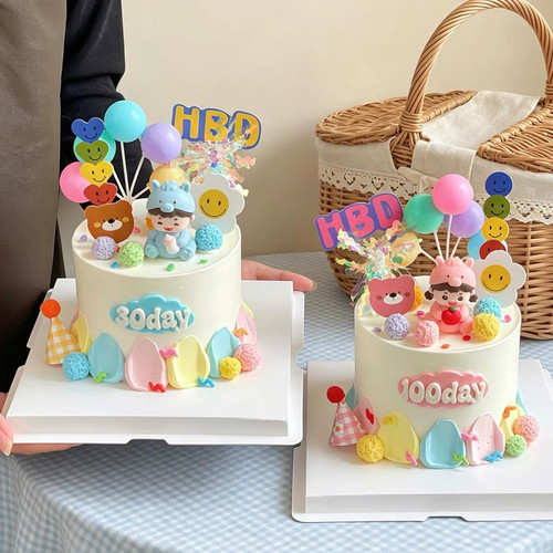马宝宝满月一百天蛋糕装饰摆件生肖马生日周岁甜品台烘焙装扮插件