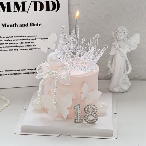 仙女18岁蛋糕装饰水晶皇冠摆件