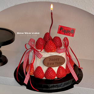 2026新年快乐饼干蛋糕装饰摆件春节跨年除夕夜甜品台插旗插件