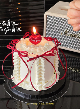 214情人节蛋糕装饰爱心love you蜡烛摆件情侣告白纪念日装扮插件