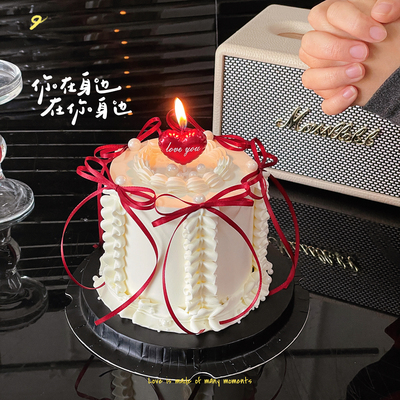 214情人节蛋糕装饰爱心love you蜡烛摆件情侣告白纪念日装扮插件