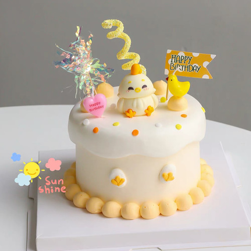 网红ins风卡通小鸡蛋糕装饰摆件可爱鸡宝宝儿童生日甜品装扮插件
