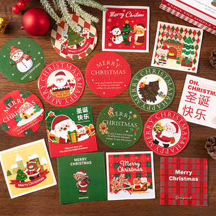 2025圣诞节蛋糕装 盒贴纸封口贴圣诞老人小熊贴纸不干胶 饰礼物包装