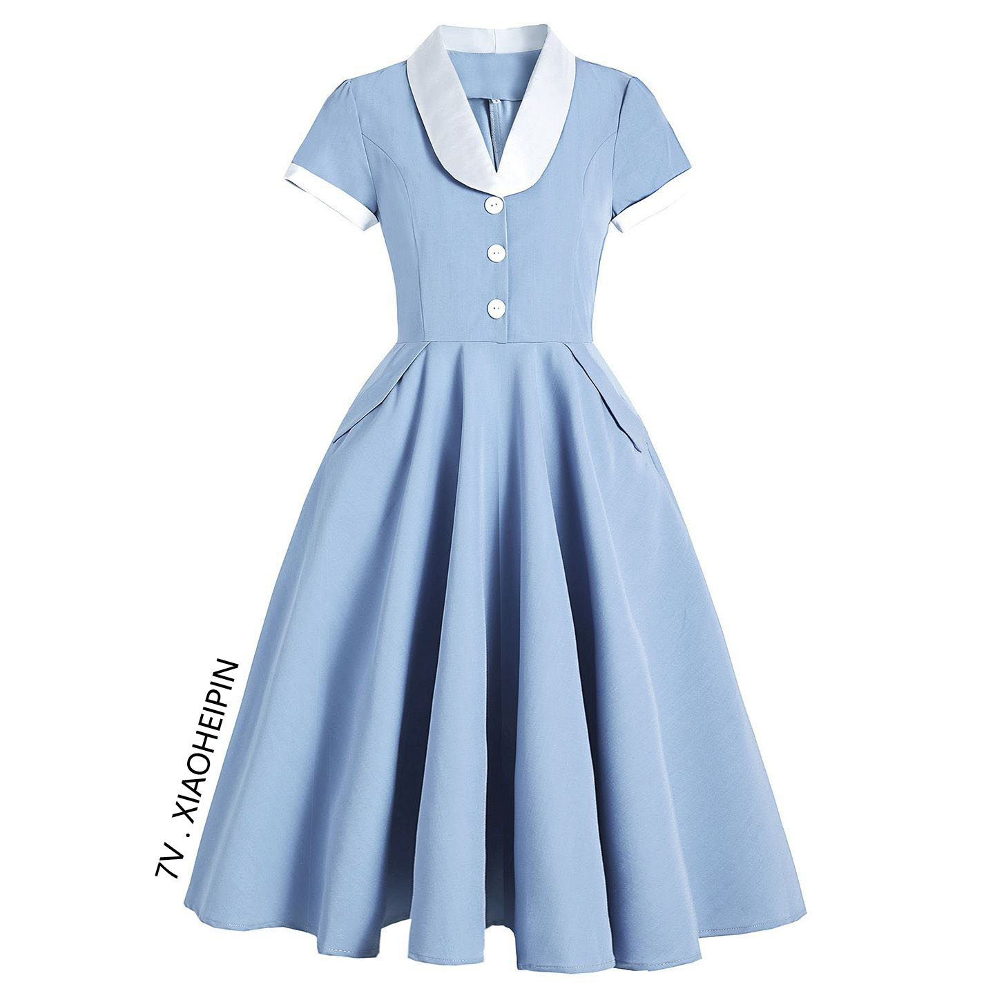 夏季女装2025新款小清新优雅甜美中长款过膝大摆连衣裙晚礼服气质