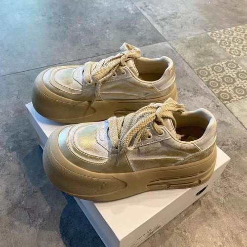 大头面包鞋女厚底增高板鞋子