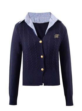 24新款女士针织衫假两件毛衣短款小个子女装洋气时髦L24548-LF