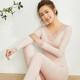 V领秋冬款 保暖内衣女纯棉薄款 套装 蕾丝秋衣秋裤 全棉 打底棉毛衫