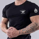 Спортивная хлопковая эластичная футболка с коротким рукавом для спортзала, в обтяжку