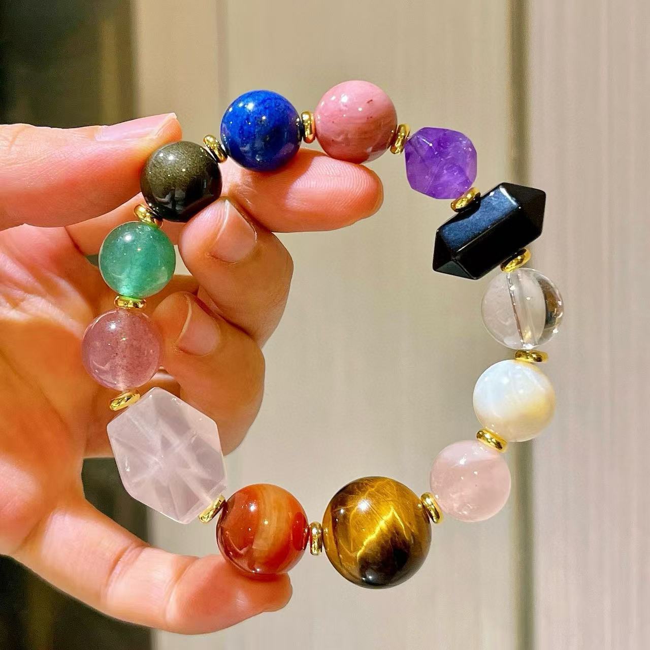 12~14mm天然水晶手链女款单圈手串送女友闺蜜礼物招财转运珠手链