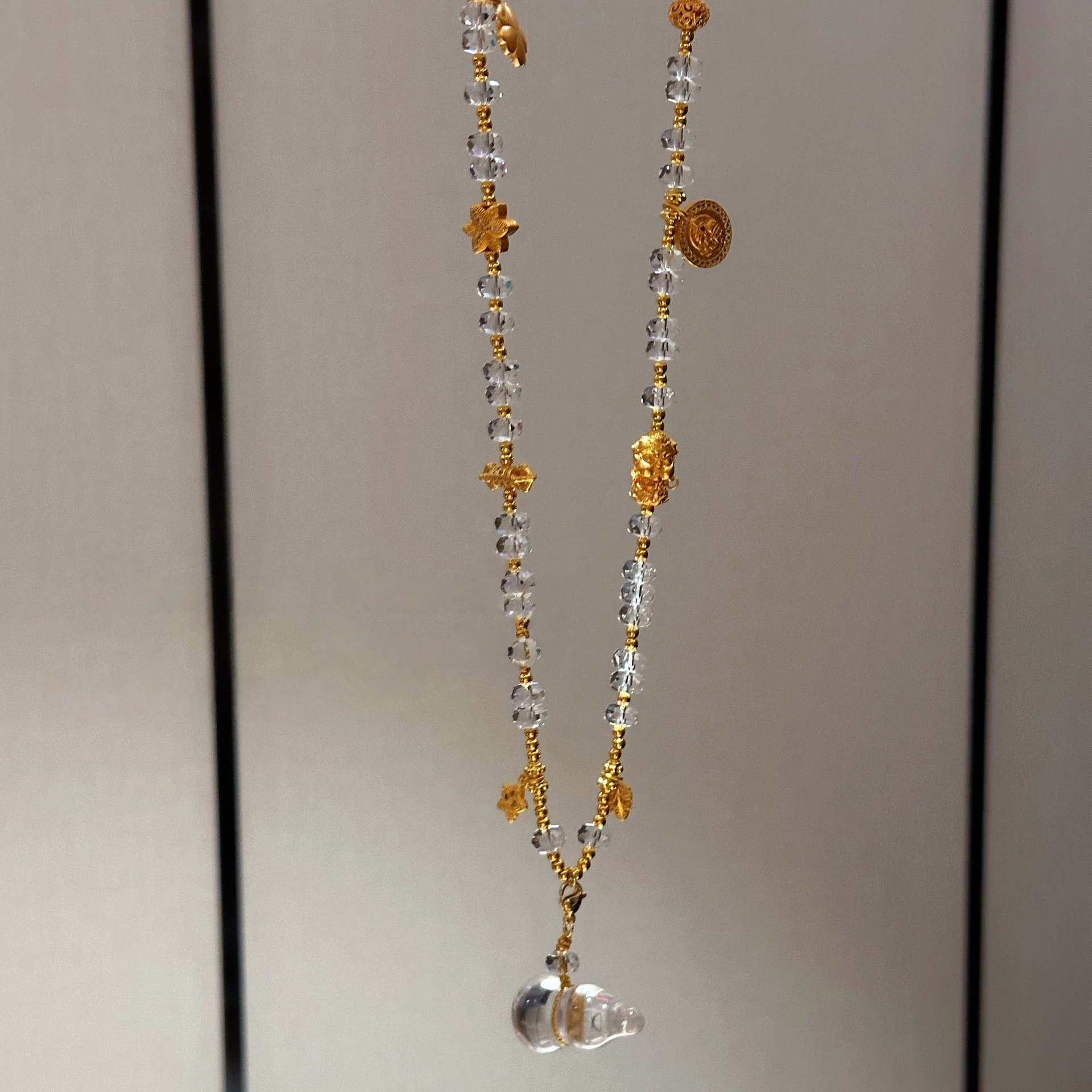 天然白水晶葫芦项链女小众设计感高级百搭精致简约卷