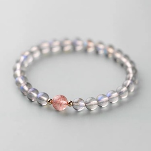 天然灰月光石手链草莓晶小众手串轻奢小众设计感极简风闺蜜礼物