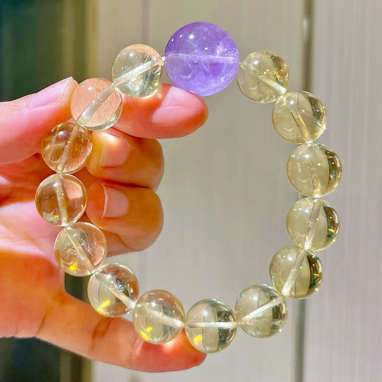 13 18mm柠檬晶新品推荐特价紫水黄水晶高冰手链2025包邮清仓
