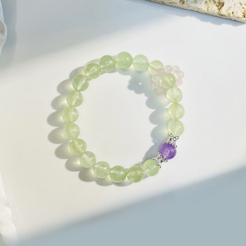 天然葡萄石粉水晶跑环紫水晶粉晶跑环把玩手串女友闺蜜手饰品礼物