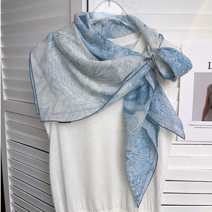 【天蓝福宝】新款真丝丝巾女春夏乔琪纱桑蚕丝装饰领巾大方巾