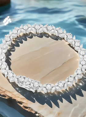 钻石之乡商丘人工钻石925纯银四叶草手链ins小众设计花朵女生原创