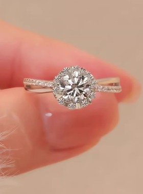 河南钻石商丘人工钻石初雪钻戒50分情侣订婚求结婚钻石戒指活口