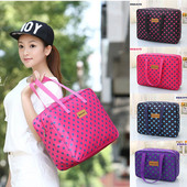 韩版 短途旅行袋防水小容量旅游包波点手提包单肩购物包健身包女潮