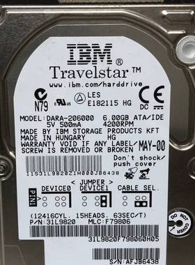 议价IBM DARA-206000 6G 2.5寸并口工业工控设