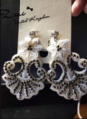 Accessorize个性布艺镶嵌人造宝石吊环耳环英国正品代购2024特价