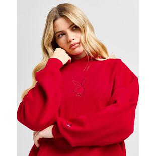 Playboy女子红色连帽套头衫英国正品代购2025夏时尚运动休闲卫衣