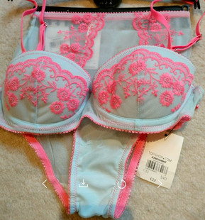 Topshop女子蕾丝文胸英国正品代购2024秋软钢圈聚拢性感胸衣内裤