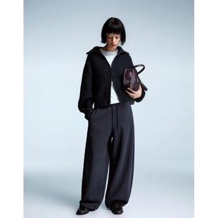 英国正品 桶形裤 代购 2025年冬时尚 女子深蓝色 休闲宽松长裤 plush