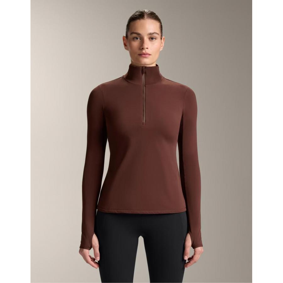 OYSHO 女子酒红色拉链长袖上衣英国正品代购2025年秋运动休闲T恤