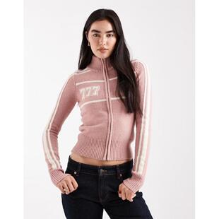 女子拉链高领天使数字针织衫英国代购2026年春时尚修身毛衣