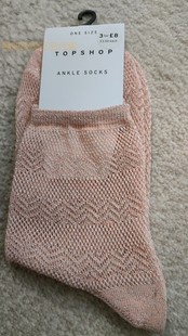 Topshop女子粉色丝线网眼短袜英国正品代购2025秋时尚百搭美腿袜