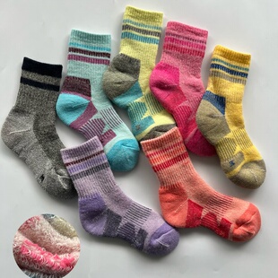 90%美丽奴羊毛袜儿童秋冬保暖抗寒徒步登山滑雪户外高筒运动袜子