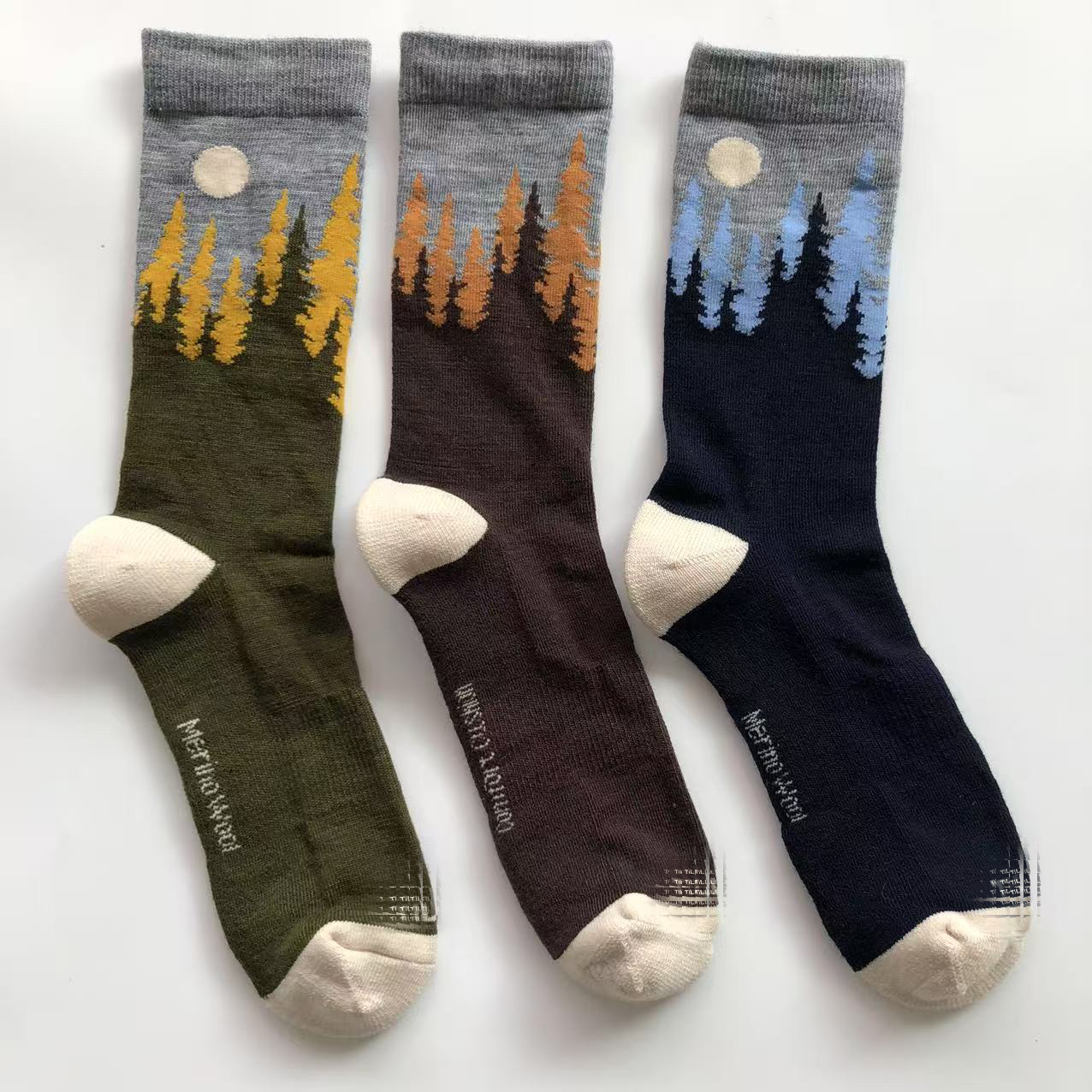 美利奴羊毛袜舒适柔软脚跟脚尖毛圈底缓震耐磨户外徒步运动男女袜