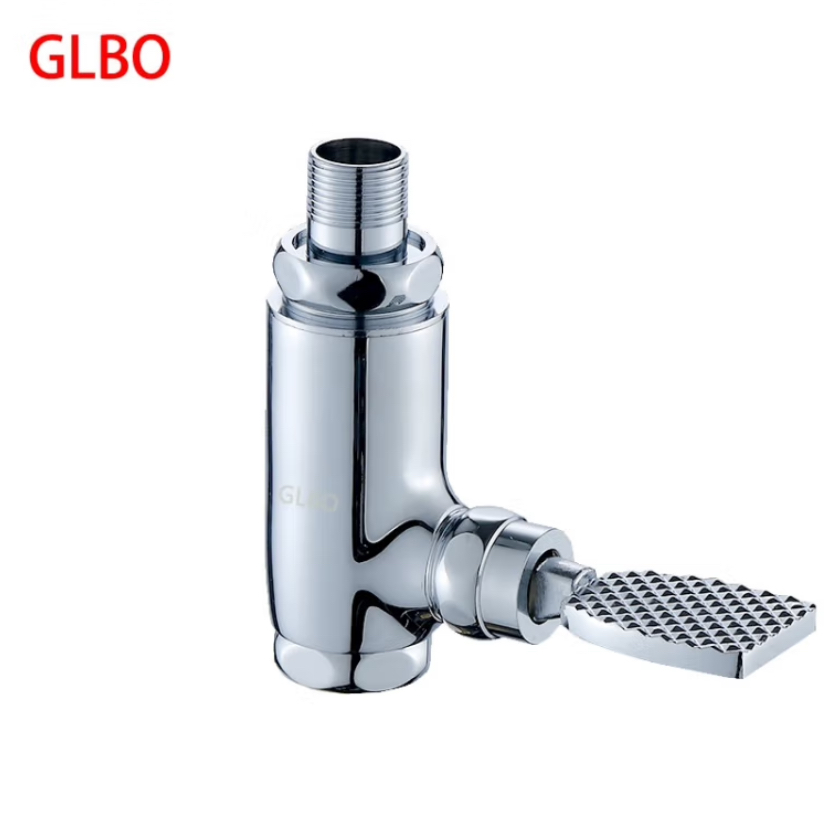 GLBO立式脚踩式冲水阀脚踏阀厕所蹲便器冲水阀手扳阀门直角脚踏