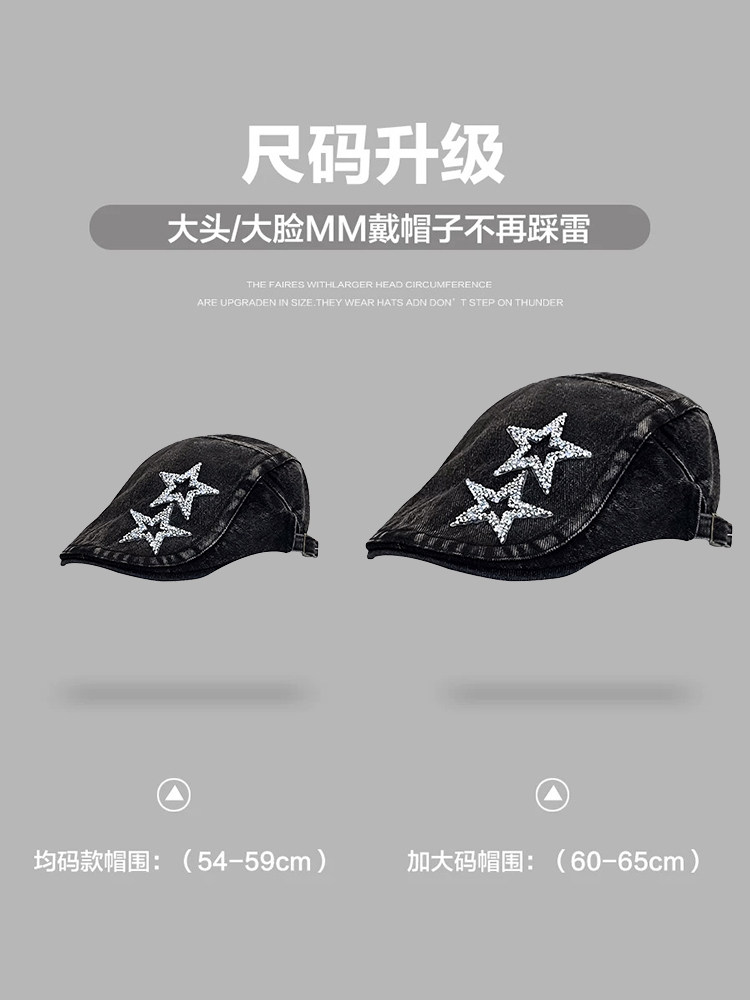 Niche 2025 Vintage Denim Newsboy Cap – 65cm Large Head Fit! - Product image 2