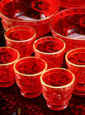 三供杯套装敬神用品拜神供奉供酒杯红色塑料家用摆供供仙佛前供神