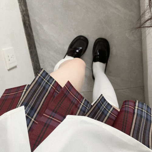 赤堇/本治高等原创校供感红色JK制服格裙低饱和jk裙a字裙半身裙女