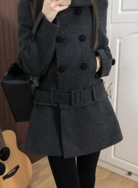 伦敦雾*本治高等原创jk制服大衣双排扣两穿款收腰显瘦学院风外套